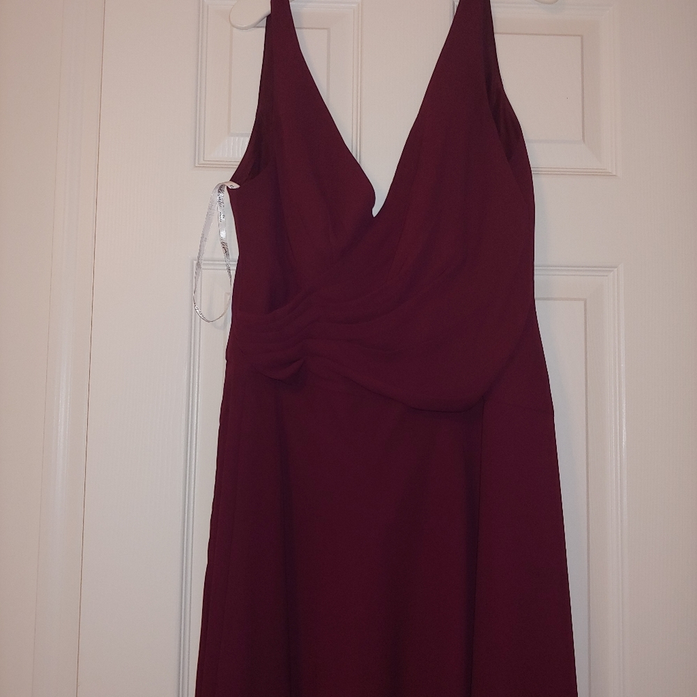 David's Bridal Burgundy Kori style bridesmaid gown size 10